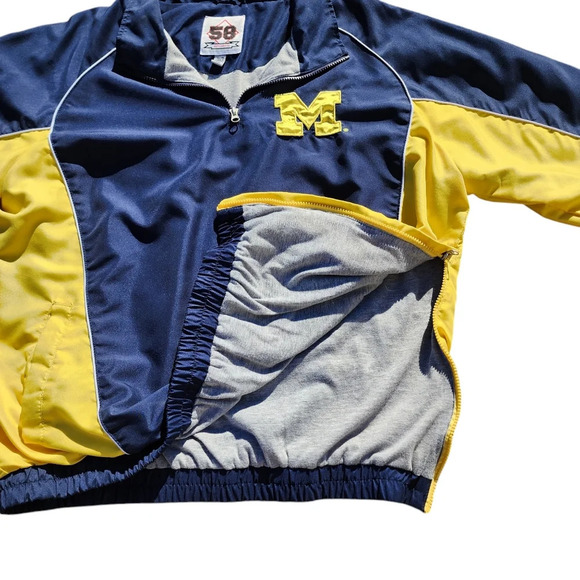 Mens Vintage Michigan Wolverines Windbreaker XL Pullover Jacket Quarter Zip Blue - Picture 3 of 10